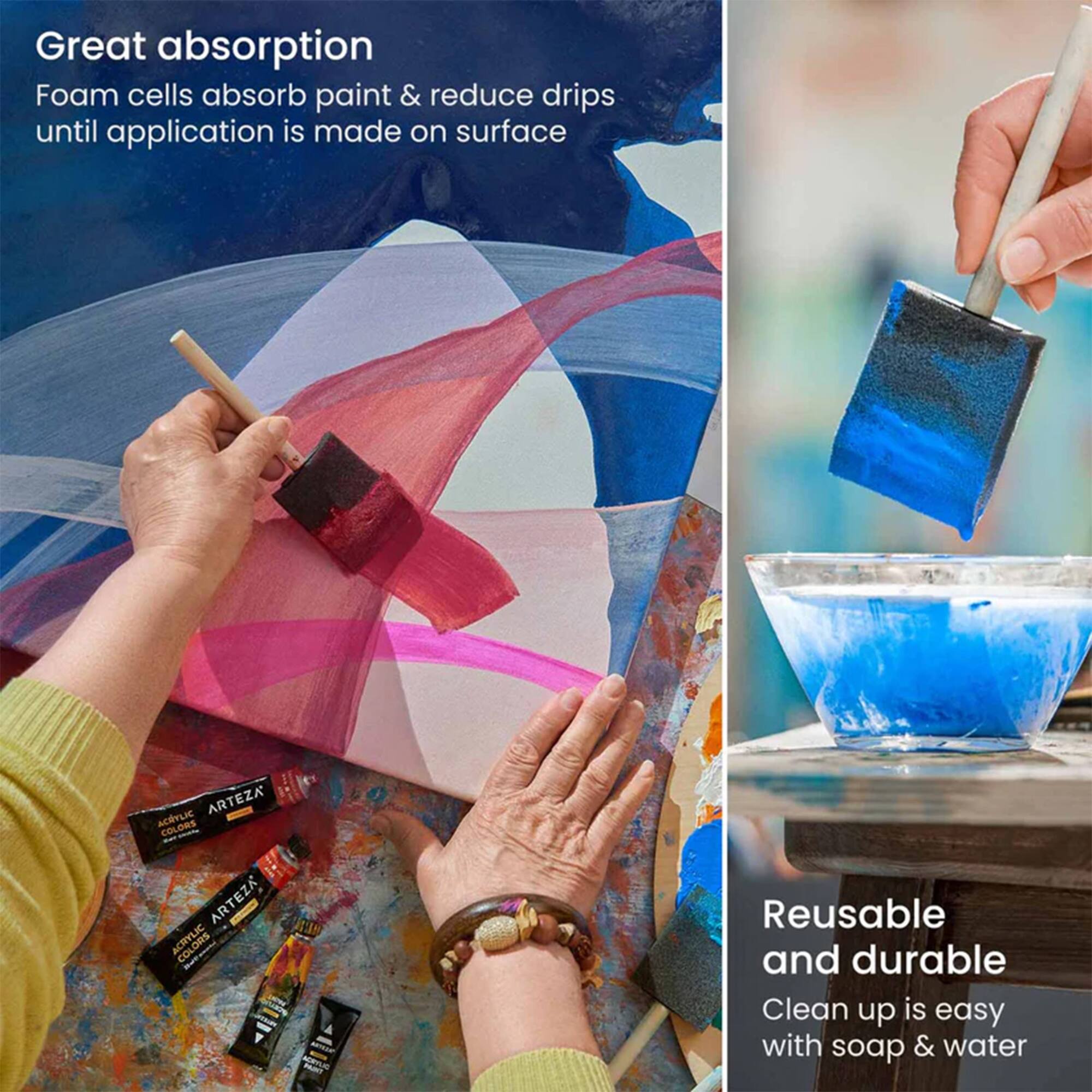 Arteza® 1" & 2" Foam Brushes